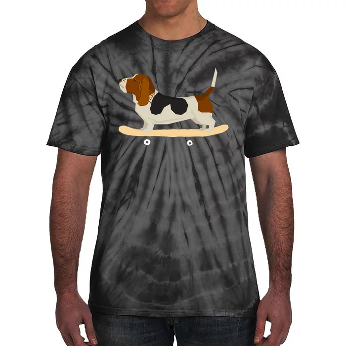 Funny Skateboarding Bassett Hound Dog Gift Tie-Dye T-Shirt