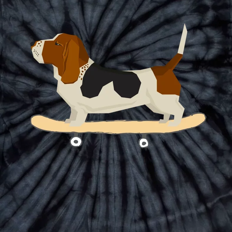 Funny Skateboarding Bassett Hound Dog Gift Tie-Dye T-Shirt