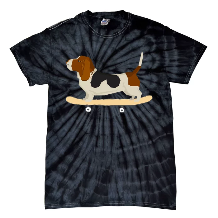 Funny Skateboarding Bassett Hound Dog Gift Tie-Dye T-Shirt