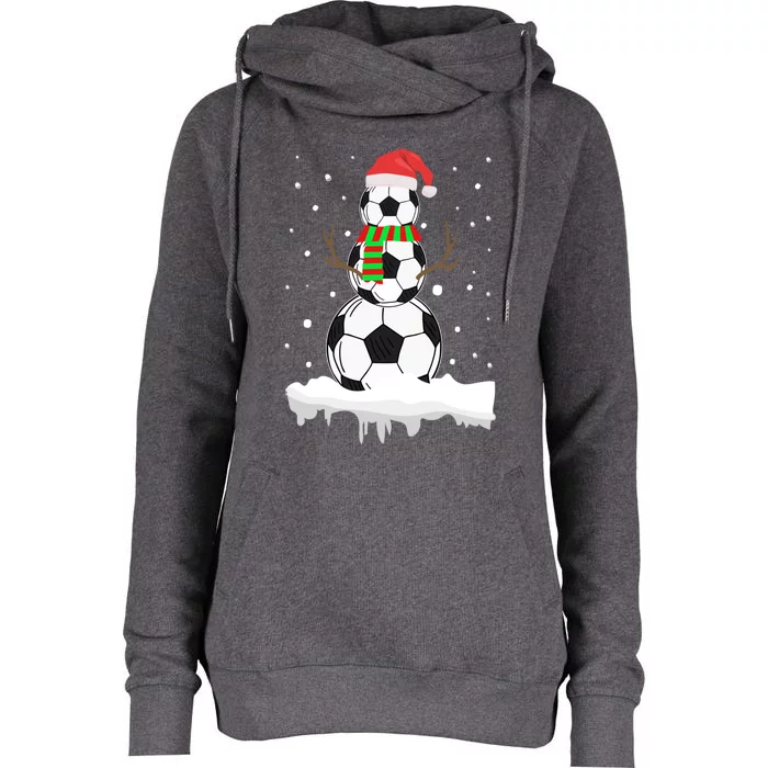 Funny Soccer Ball Snow Sport Lover Gift Christmas Holiday Cool Gift Womens Funnel Neck Pullover Hood