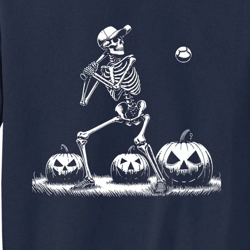 Funny Skeleton Baseball Player Halloween Women Tall Sweatshirt