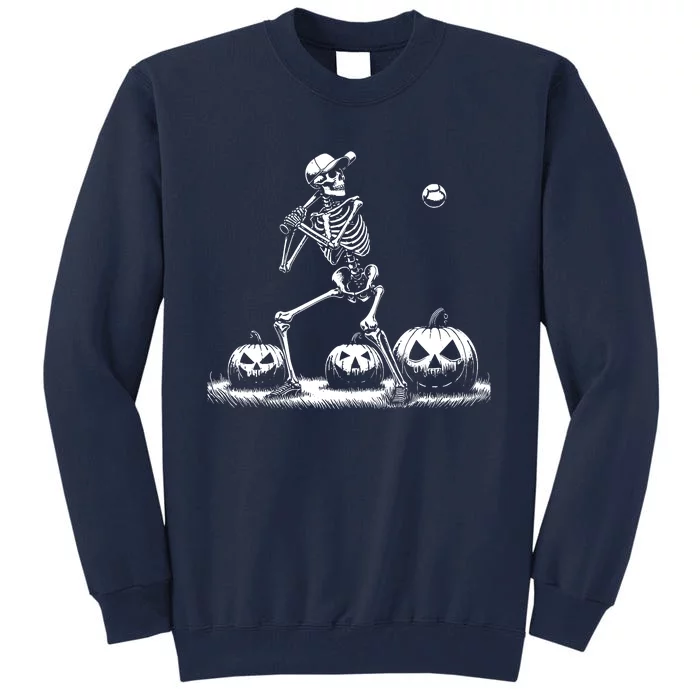 Funny Skeleton Baseball Player Halloween Women Tall Sweatshirt