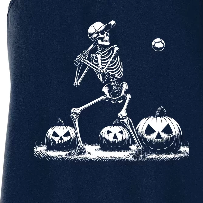 Funny Skeleton Baseball Player Halloween Women Women's Racerback Tank