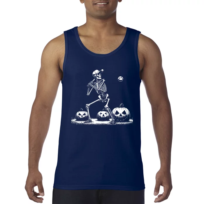 Funny Skeleton Baseball Player Halloween Women Tank Top