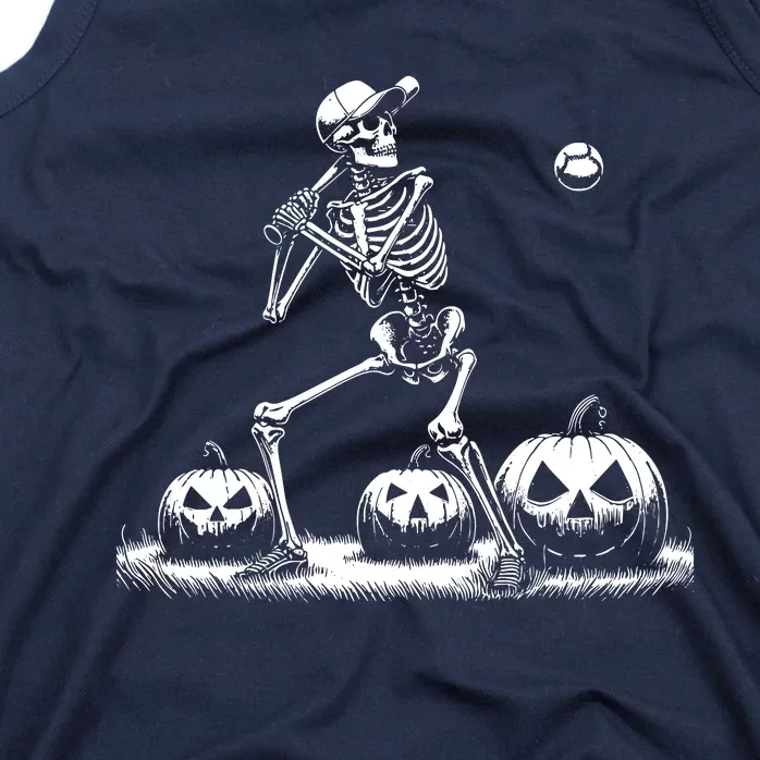 Funny Skeleton Baseball Player Halloween Women Tank Top