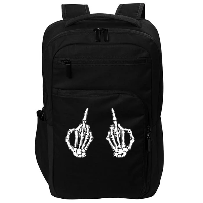 Funny Skeleton Bones Middle Finger Hands Impact Tech Backpack