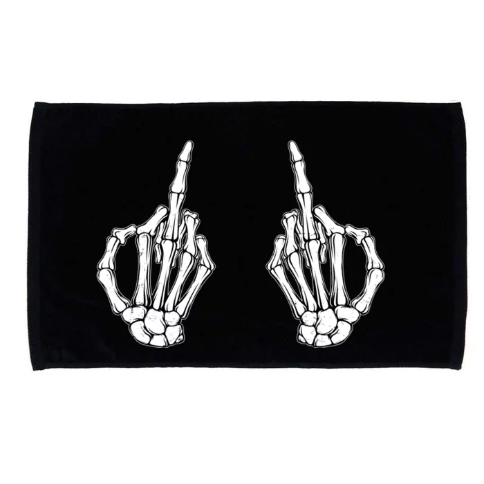 Funny Skeleton Bones Middle Finger Hands Microfiber Hand Towel