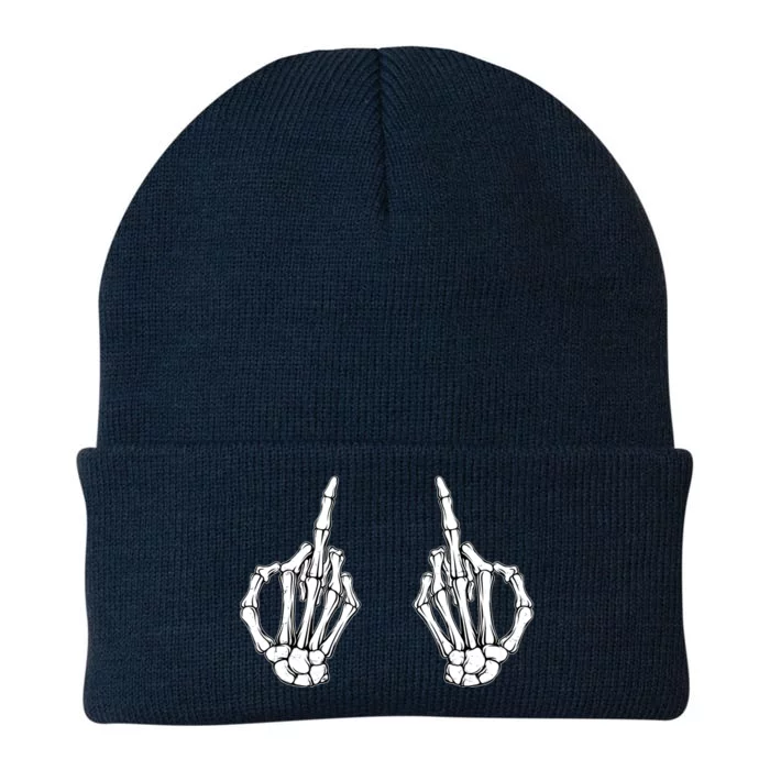 Funny Skeleton Bones Middle Finger Hands Knit Cap Winter Beanie