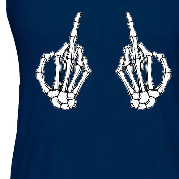 Funny Skeleton Bones Middle Finger Hands Ladies Essential Flowy Tank