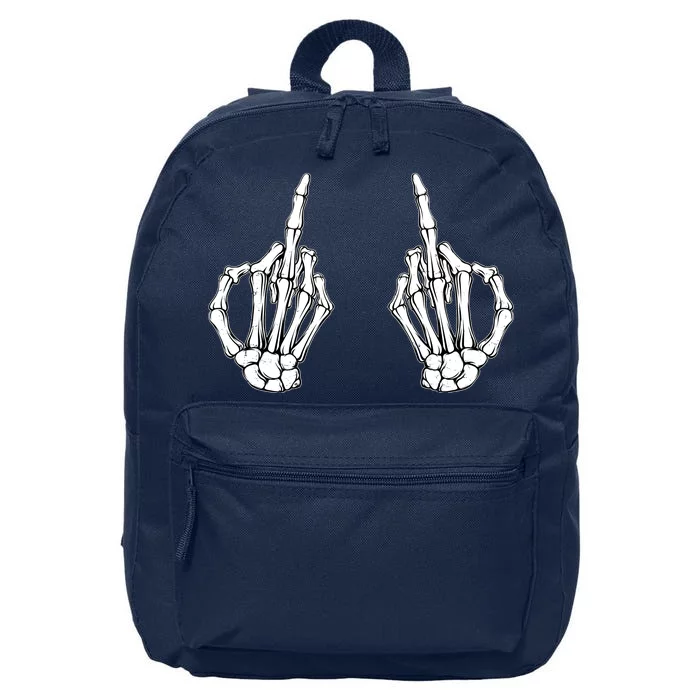 Funny Skeleton Bones Middle Finger Hands 16 in Basic Backpack