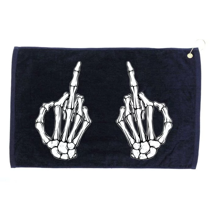 Funny Skeleton Bones Middle Finger Hands Grommeted Golf Towel