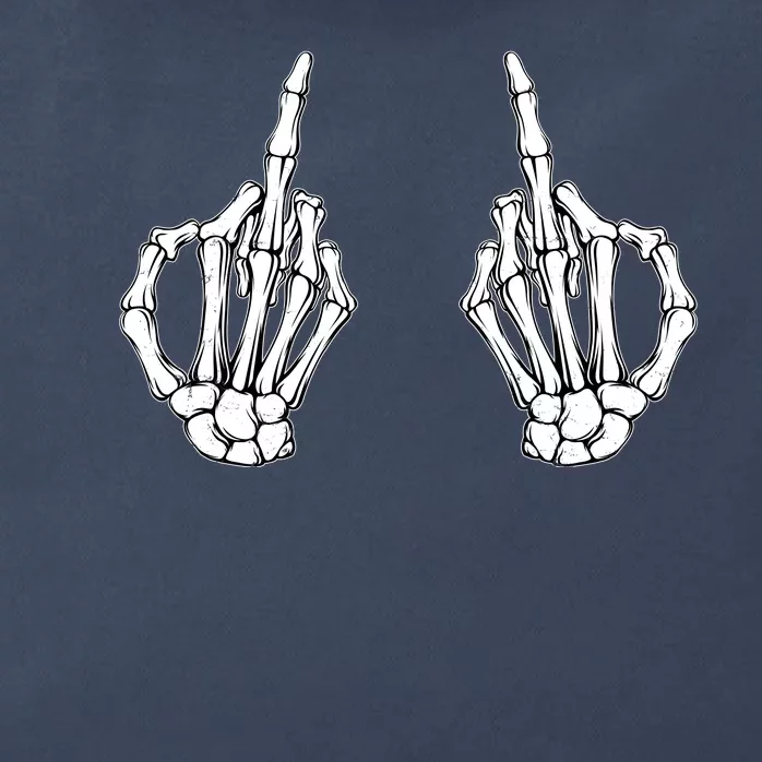 Funny Skeleton Bones Middle Finger Hands Zip Tote Bag