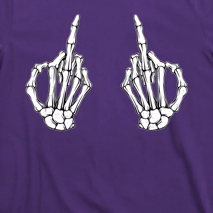 Funny Skeleton Bones Middle Finger Hands T-Shirt