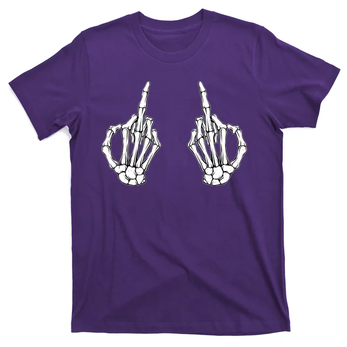 Funny Skeleton Bones Middle Finger Hands T-Shirt