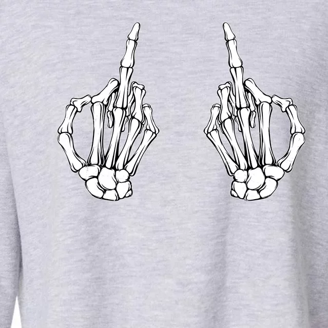 Funny Skeleton Bones Middle Finger Hands Cropped Pullover Crew