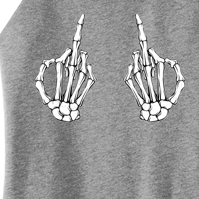 Funny Skeleton Bones Middle Finger Hands Women’s Perfect Tri Rocker Tank