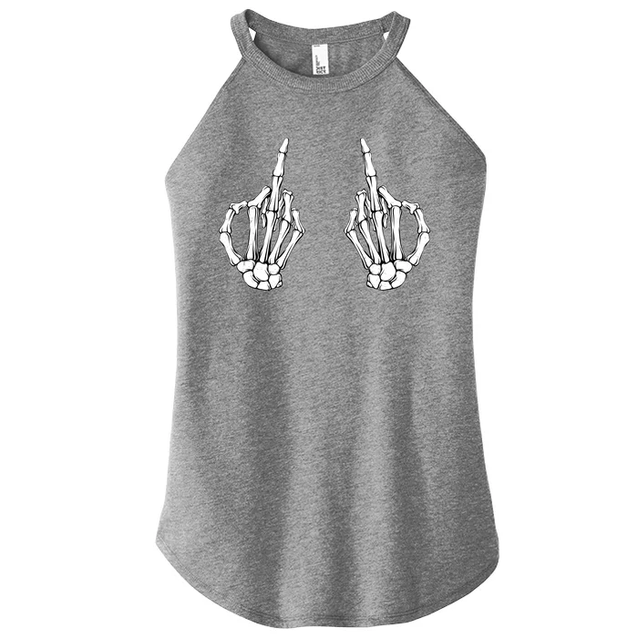 Funny Skeleton Bones Middle Finger Hands Women’s Perfect Tri Rocker Tank