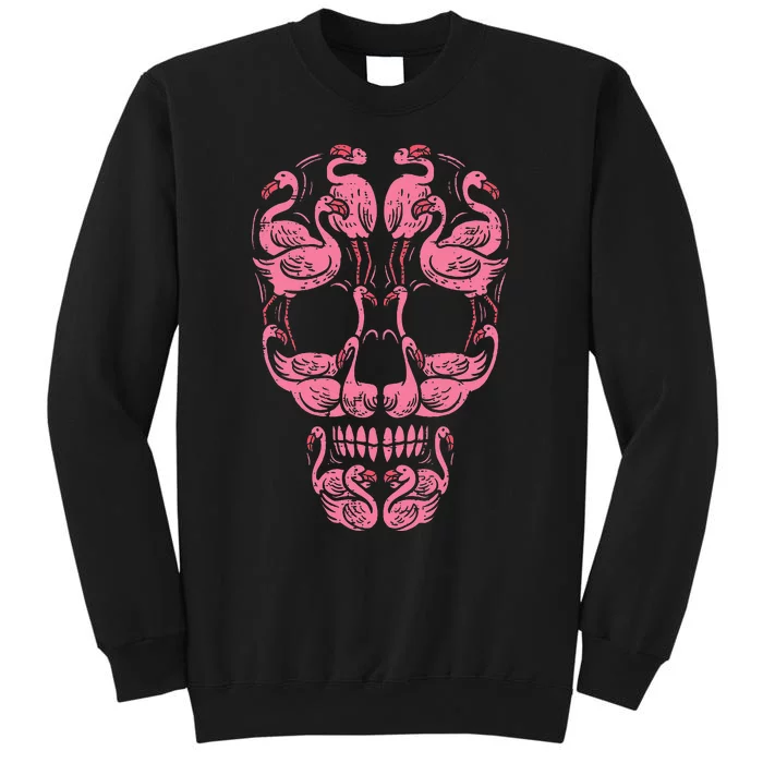 Flamingo Skull Breast Cancer Awareness Halloween Decor Tall Sweatshirt