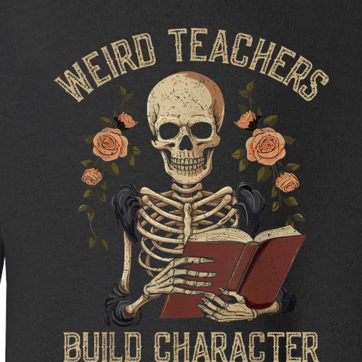 Funny Skeleton Book Floral Skull Halloween Teacher Toddler Sweatshirt