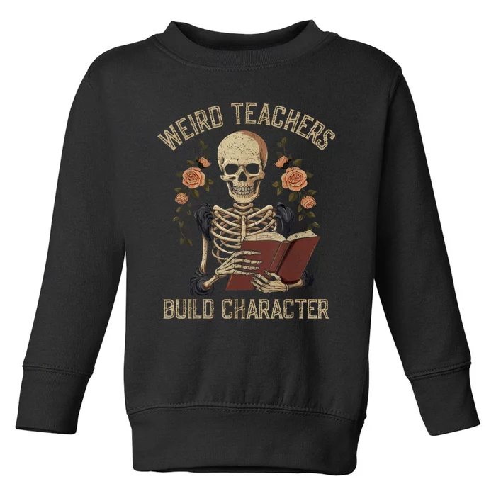 Funny Skeleton Book Floral Skull Halloween Teacher Toddler Sweatshirt