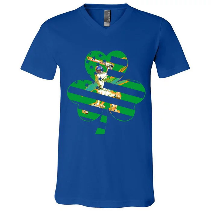 Funny Shamrock Baseball Players Catchers St Patrick's Day Gift V-Neck T-Shirt