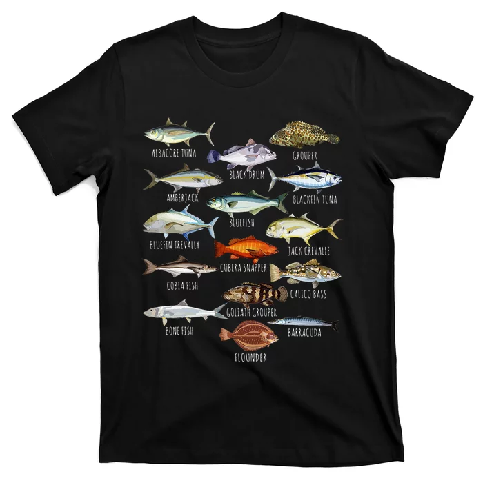 Fish Species Biology Types of Saltwater Fish Fishing T-Shirt