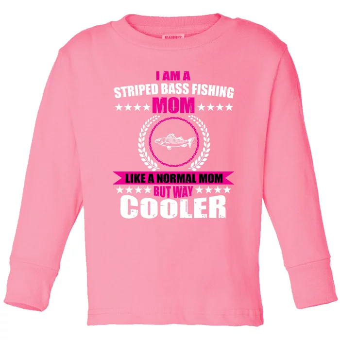 Funny Striped Bass Fishing Mom Outfit Cute Gift Toddler Long Sleeve Shirt