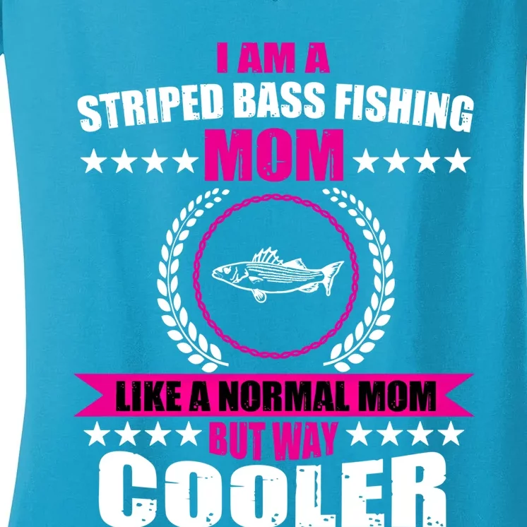 Funny Striped Bass Fishing Mom Outfit Cute Gift Women's V-Neck T-Shirt