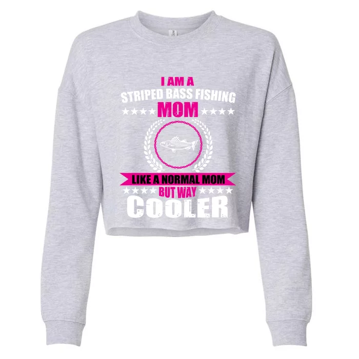 Funny Striped Bass Fishing Mom Outfit Cute Gift Cropped Pullover Crew