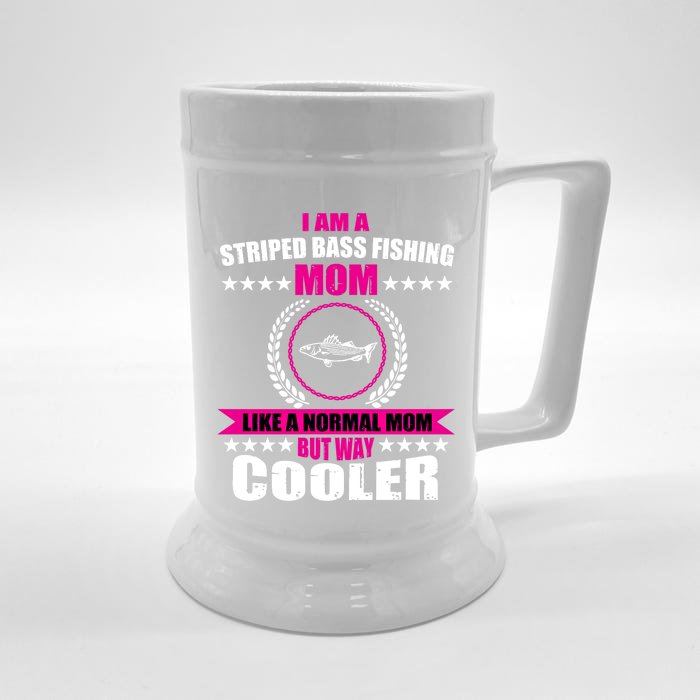 Funny Striped Bass Fishing Mom Outfit Cute Gift Front & Back Beer Stein