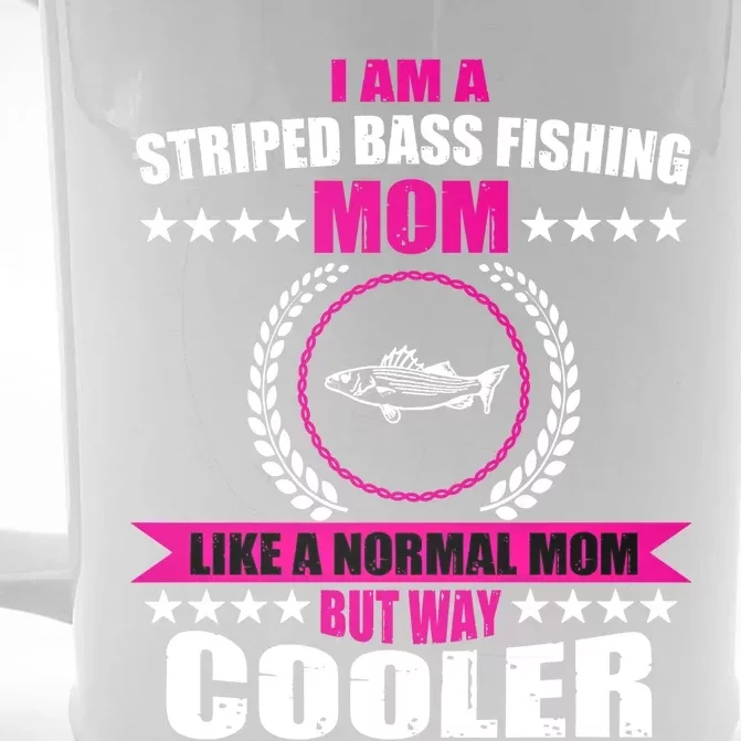 Funny Striped Bass Fishing Mom Outfit Cute Gift Front & Back Beer Stein