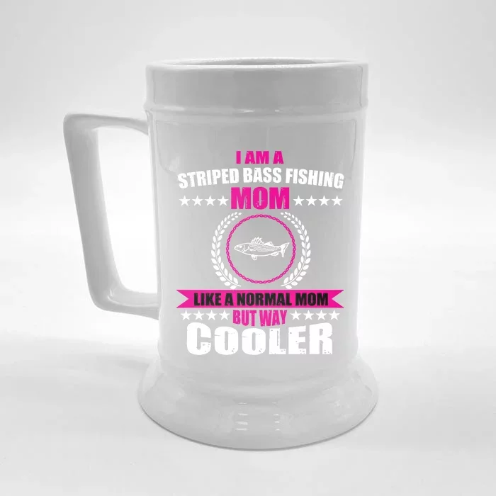 Funny Striped Bass Fishing Mom Outfit Cute Gift Front & Back Beer Stein