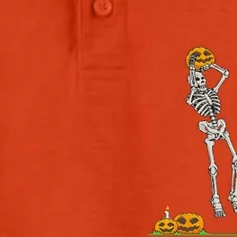 Funny Skeleton Basketball Halloween Pumpkin Dry Zone Grid Performance Polo