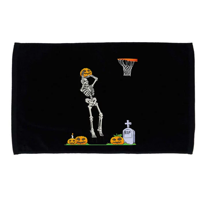 Funny Skeleton Basketball Halloween Pumpkin Microfiber Hand Towel