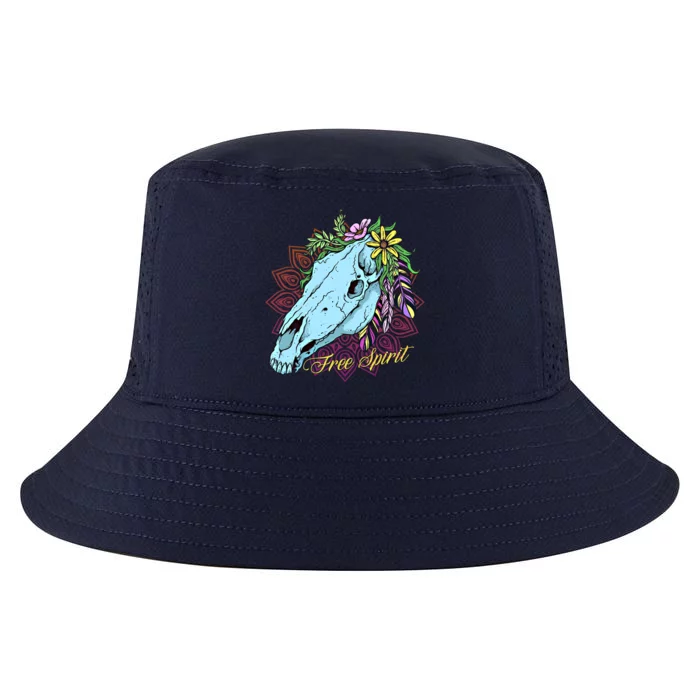 Free Spirit Boho Floral Horse Skull Cow Rodeo Horse Lover Gift Cool Comfort Performance Bucket Hat