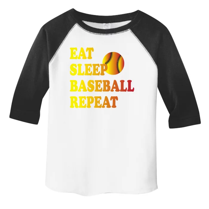 Funny Sarcastic Baseball Player Eat Sleep Baseball Repeat Meaningful Gift Toddler Fine Jersey T-Shirt