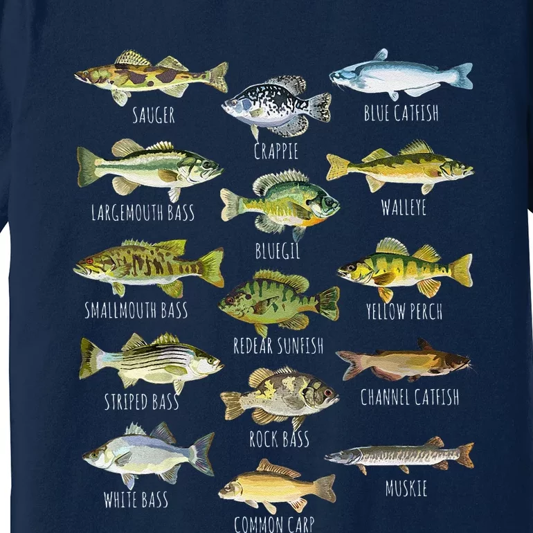 Fish Species Biology Types Of Freshwater Fish Fishing Premium T-Shirt