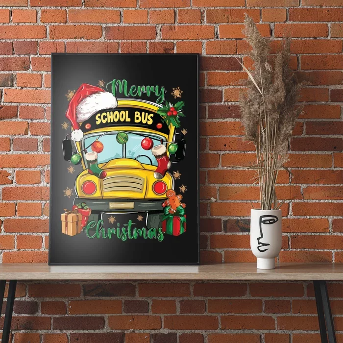 Funny School Bus Drivers Santa Hat Merry Christmas Pajamas Poster