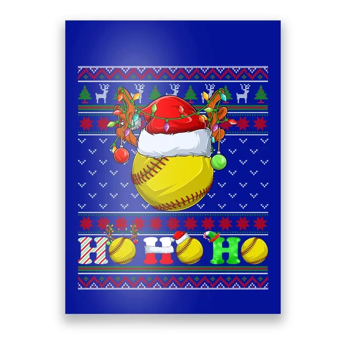 Funny Softball Ball Xmas Tree Lights Ugly Christmas Sweater Great Gift Poster