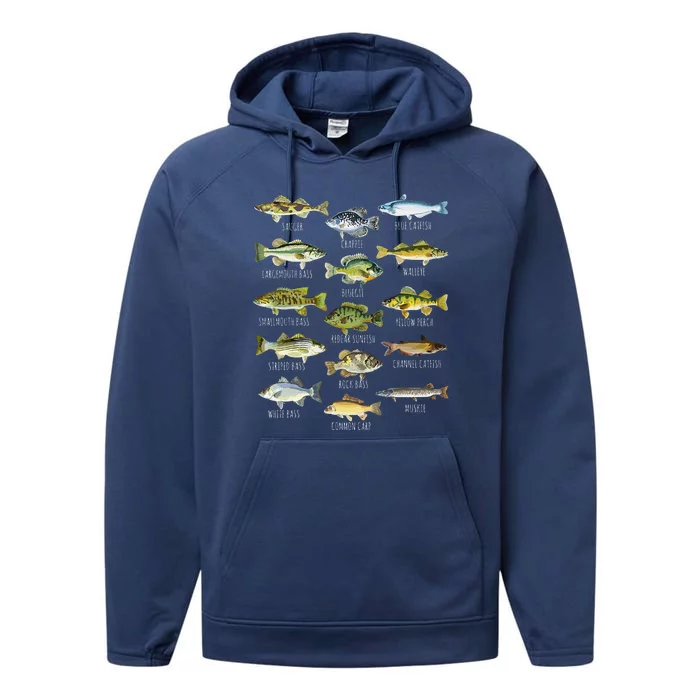 Fish Species Biology Types Of Freshwater Fish Fishing Performance Fleece Hoodie