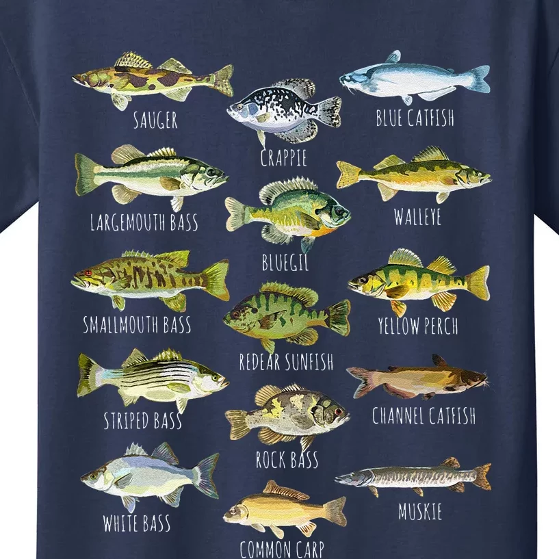  freshwater fish identification heart shape Species Fishing  T-Shirt : Clothing, Shoes & Jewelry