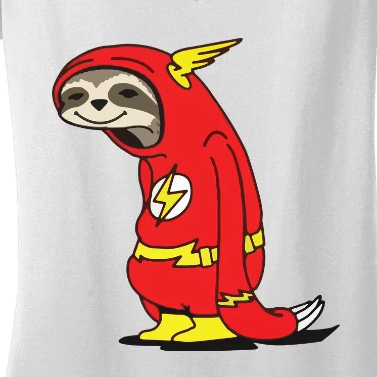 Flash Sloth Cool Nerd Gift For Him Women's V-Neck T-Shirt