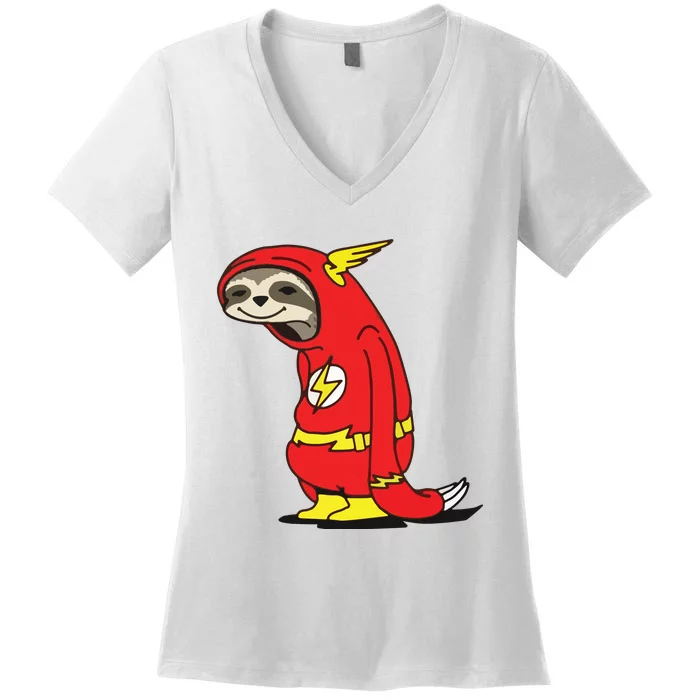 Flash Sloth Cool Nerd Gift For Him Women's V-Neck T-Shirt