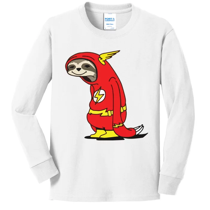 Flash Sloth Cool Nerd Gift For Him Kids Long Sleeve Shirt