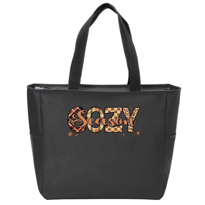 Fall Season Cozy Vibes Vintage Cute Winter Quote Zip Tote Bag