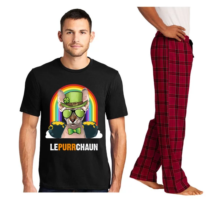 Funny Sphynx Cat Lepurrchaun St Patricks Day Gift Pajama Set