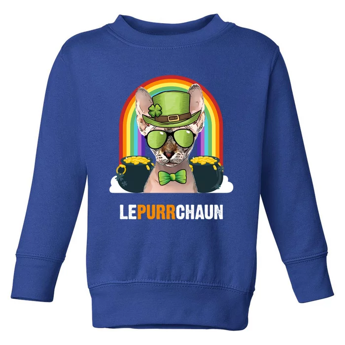 Funny Sphynx Cat Lepurrchaun St Patricks Day Gift Toddler Sweatshirt