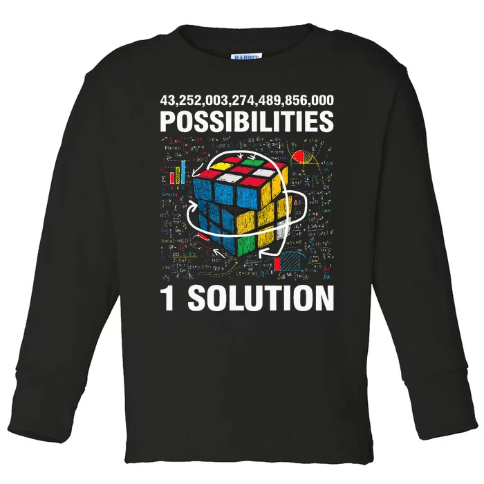 Funny Speed Cubing One Solution Math Lovers Girls Toddler Long Sleeve Shirt