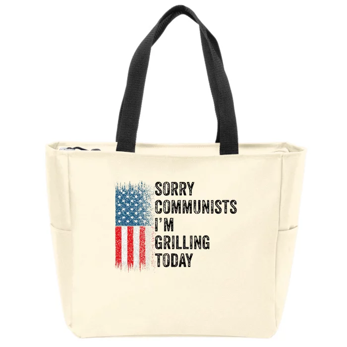 Funny Sorry Communists IM Grilling Today Vintage Zip Tote Bag