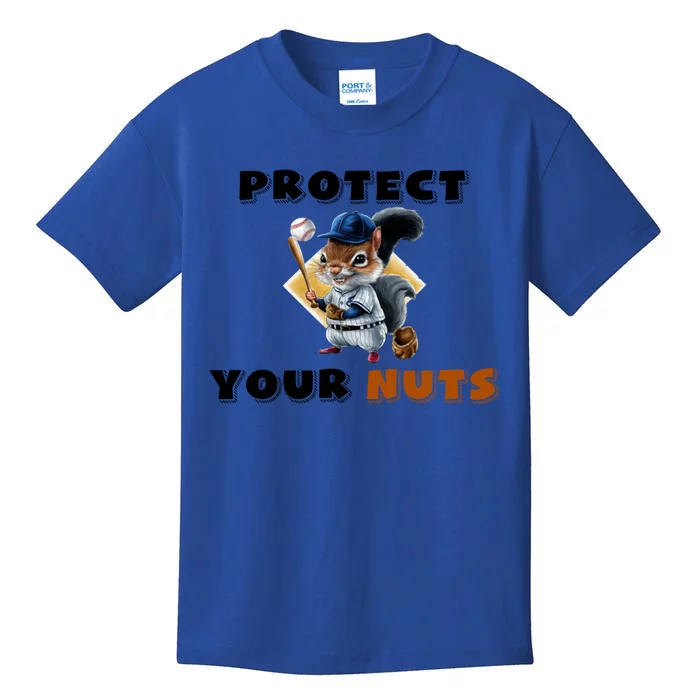 Funny Squirrel Catcher Protect Your Nuts Baseball Gift Kids T-Shirt